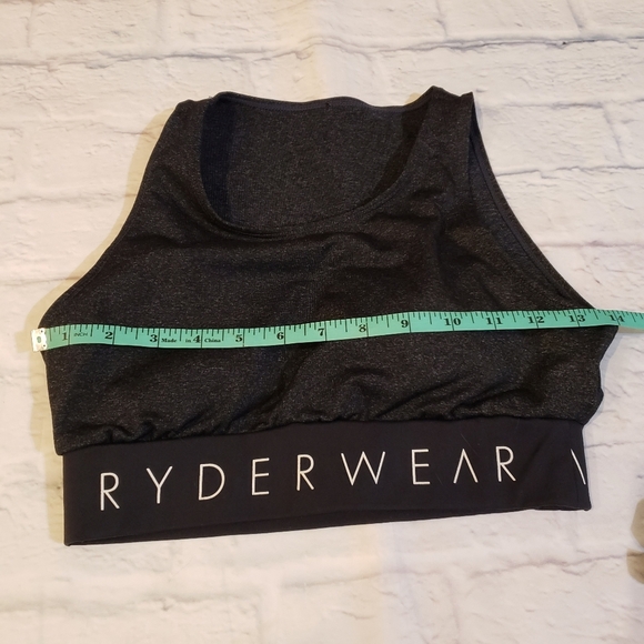 Ryderwear Arch Key Hole Cutout Spellout Band Sports Bra Charcoal Black s… - Picture 4 of 8